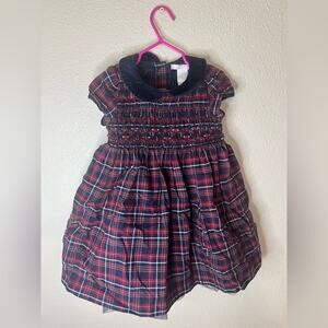 Janie and Jack blue red plaid smocked fit and flare dress 2T